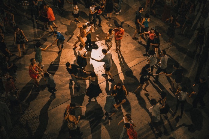 Group of people dancing salsa